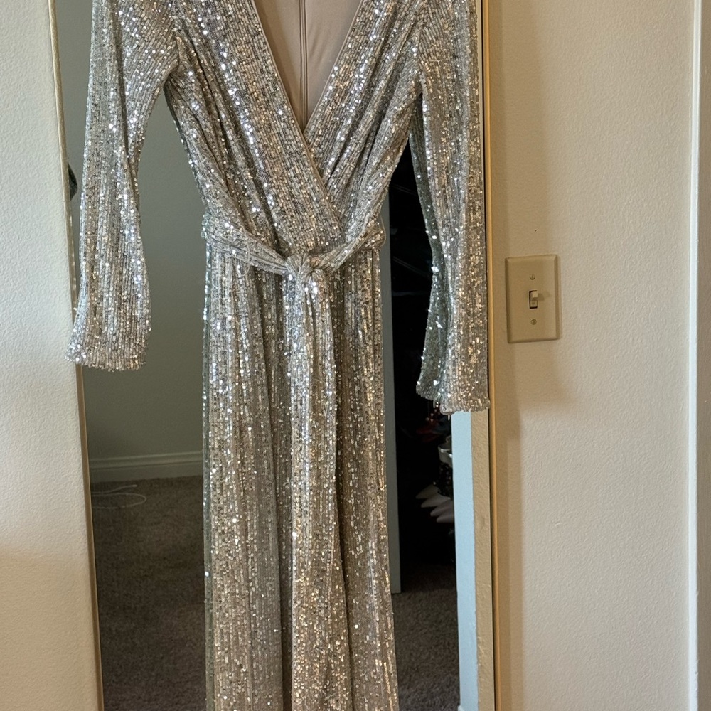 Silver Sequin Wrap Jumper